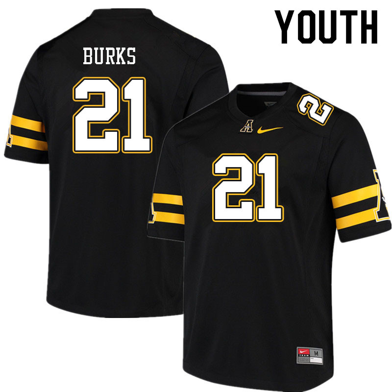 Youth #21 DJ Burks Appalachian State Mountaineers College Football Jerseys Sale-Black